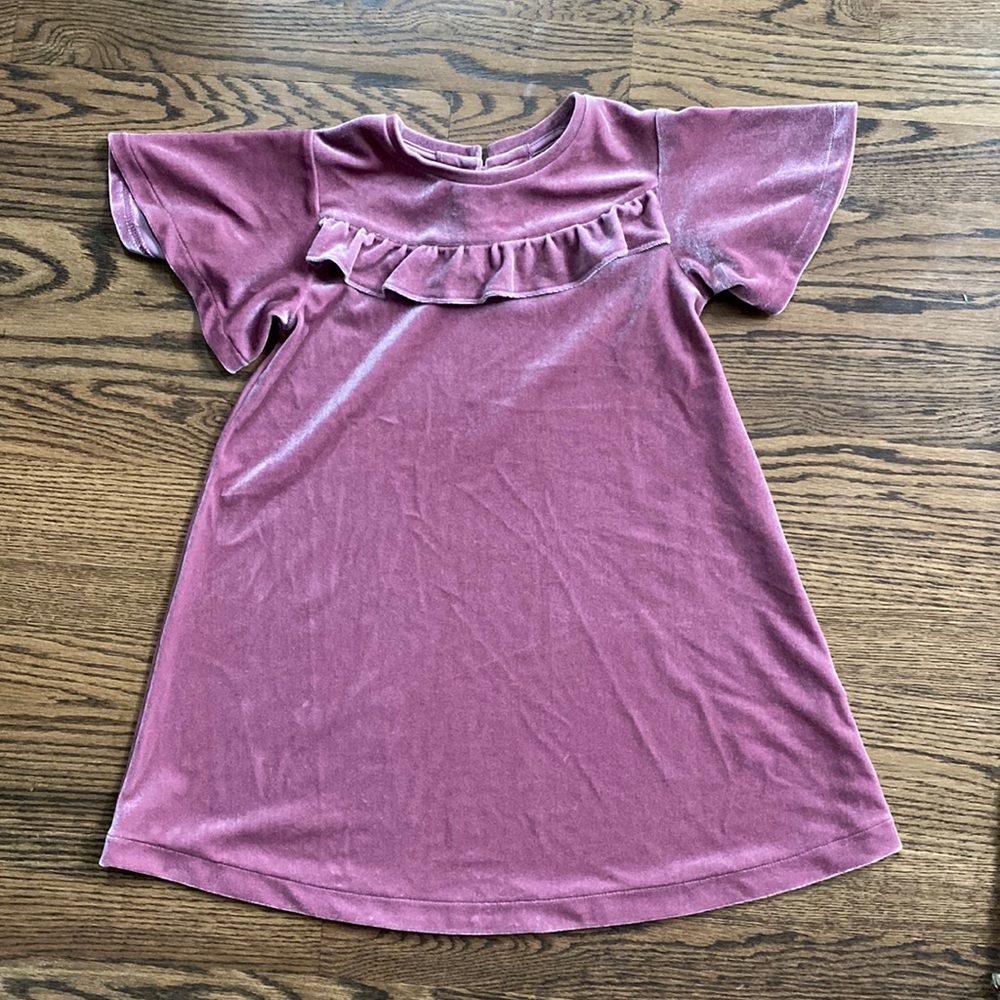 Next, girls mauve/pinkish velvety dress, size 4-5